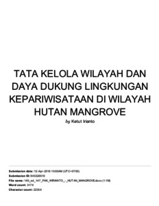 TATA KELOLA WILAYAH DAN DAYA DUKUNG LINGKUNGAN KEPARIWISATAAN DI